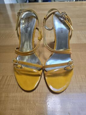 Enzo Angiolini Yellow Strappy Patent Sandals